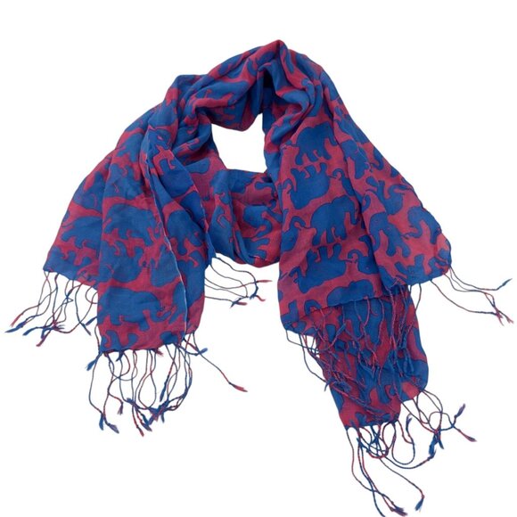 Lilly Pulitzer Silk&Cashmere Elephant Print Scarf  27''X74'' Multifuntional Wrap - Picture 8 of 12